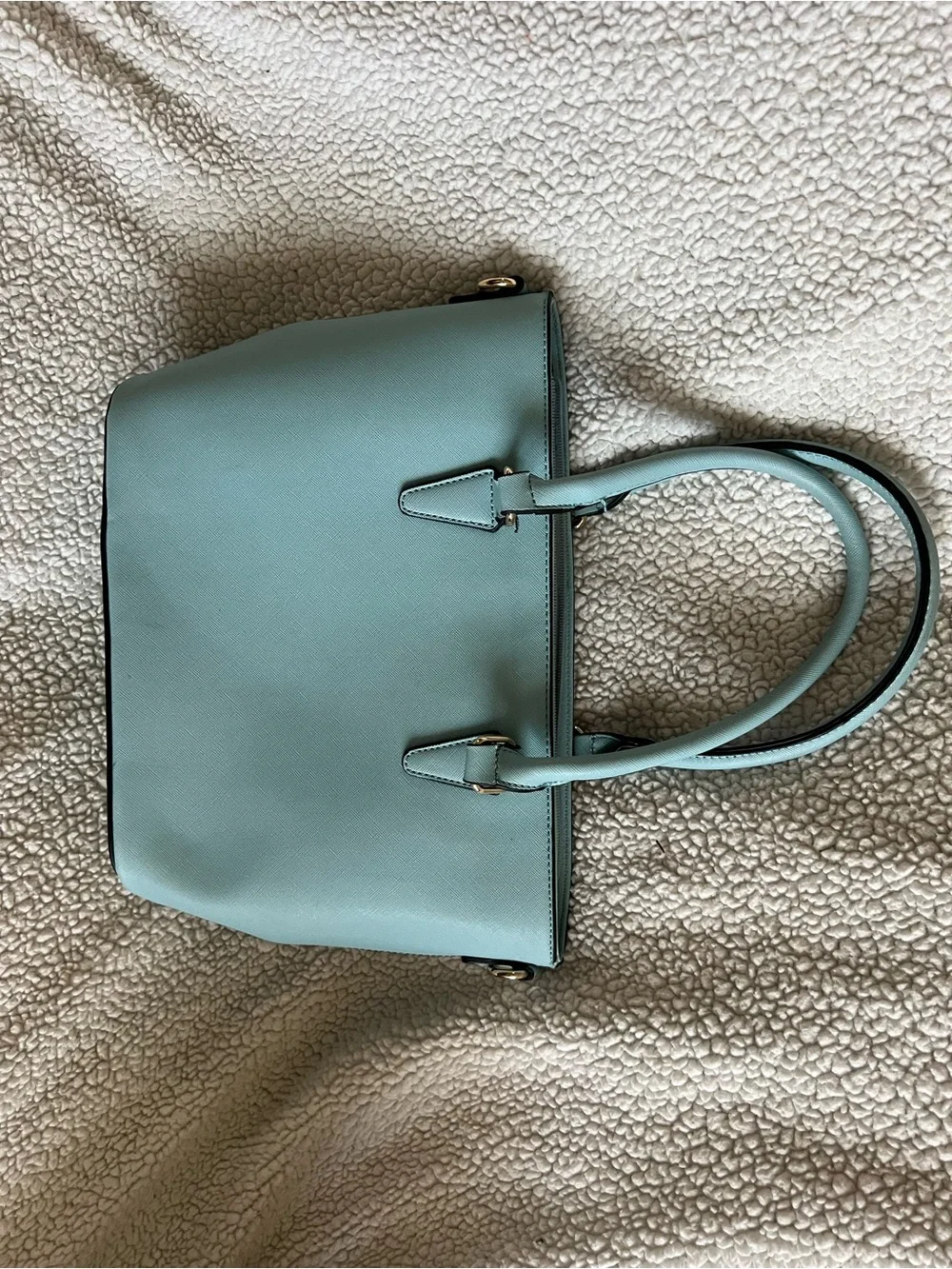Structured Mint Tote with Front Zip Pocket